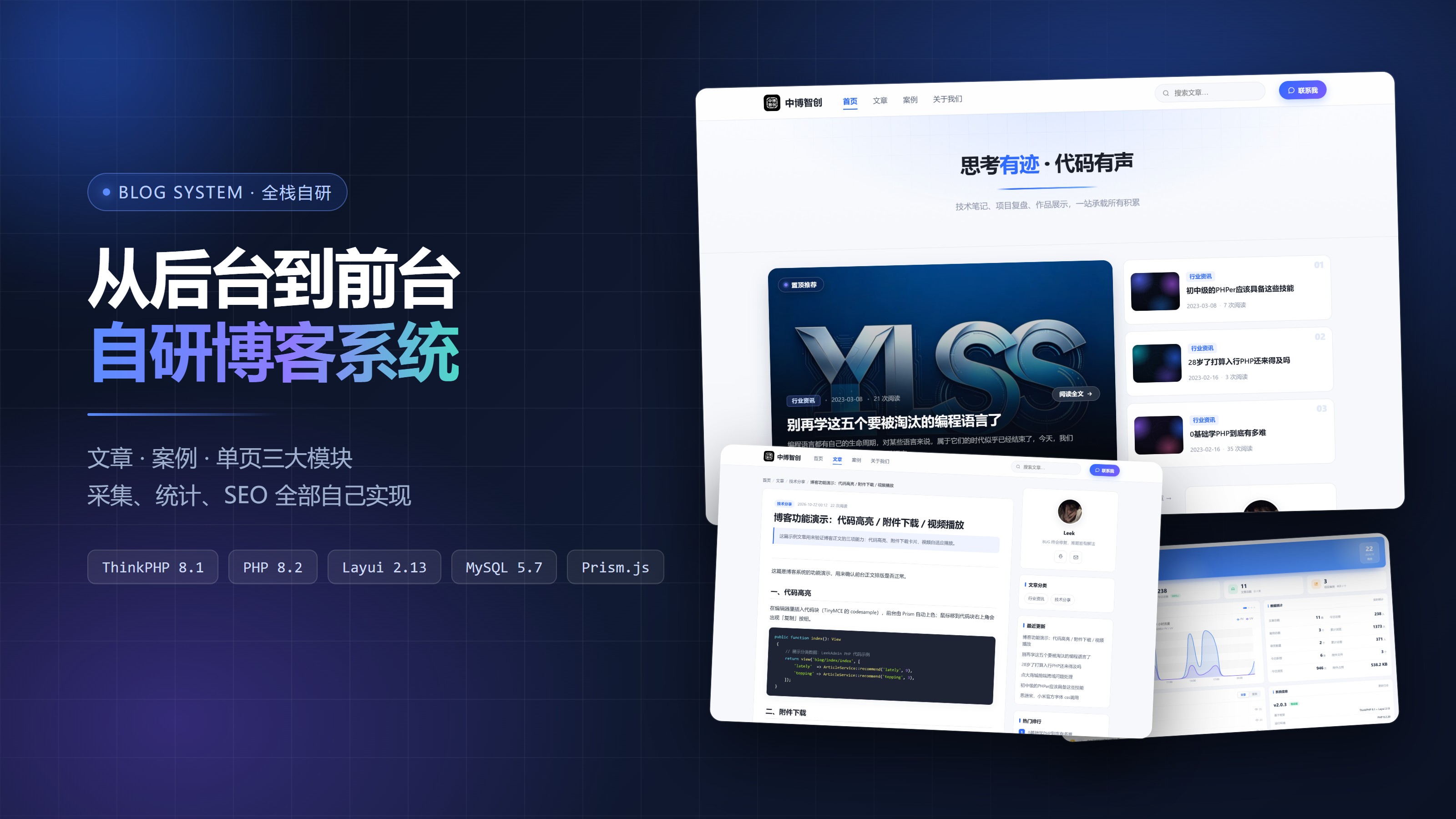 基于Thinkphp8框架自研博客系统